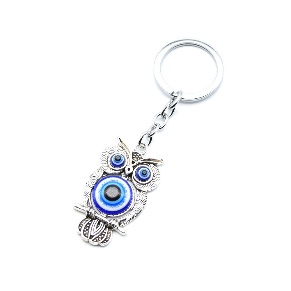 Turkish Blue Eye Owl Men's Key Pendant Car Keychain Evil Eye Pendant