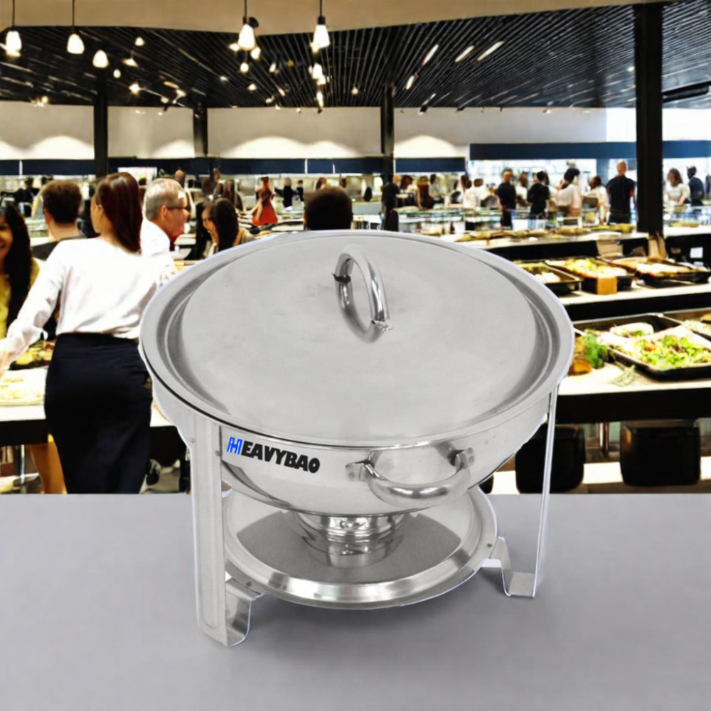 Heavybao Restauramt Catering Equipment Used Food Stainless Steel Round Food Warmer Professional Buffet Set Chafing Dish