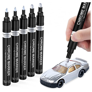 Liquid Mirror Chrome Marker Set: Reflective Gloss Mirror Chrome Markers for Model Metal Plastic Glass Ceramic Cars Repair Tire