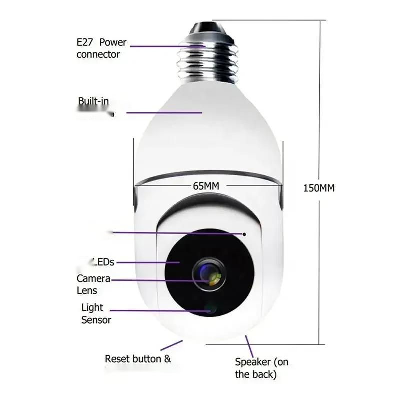 2024 Factory 1080P Home Smart Wireless Surveillance Light Bulb Camera Wireless 360 Degree Blub Camera