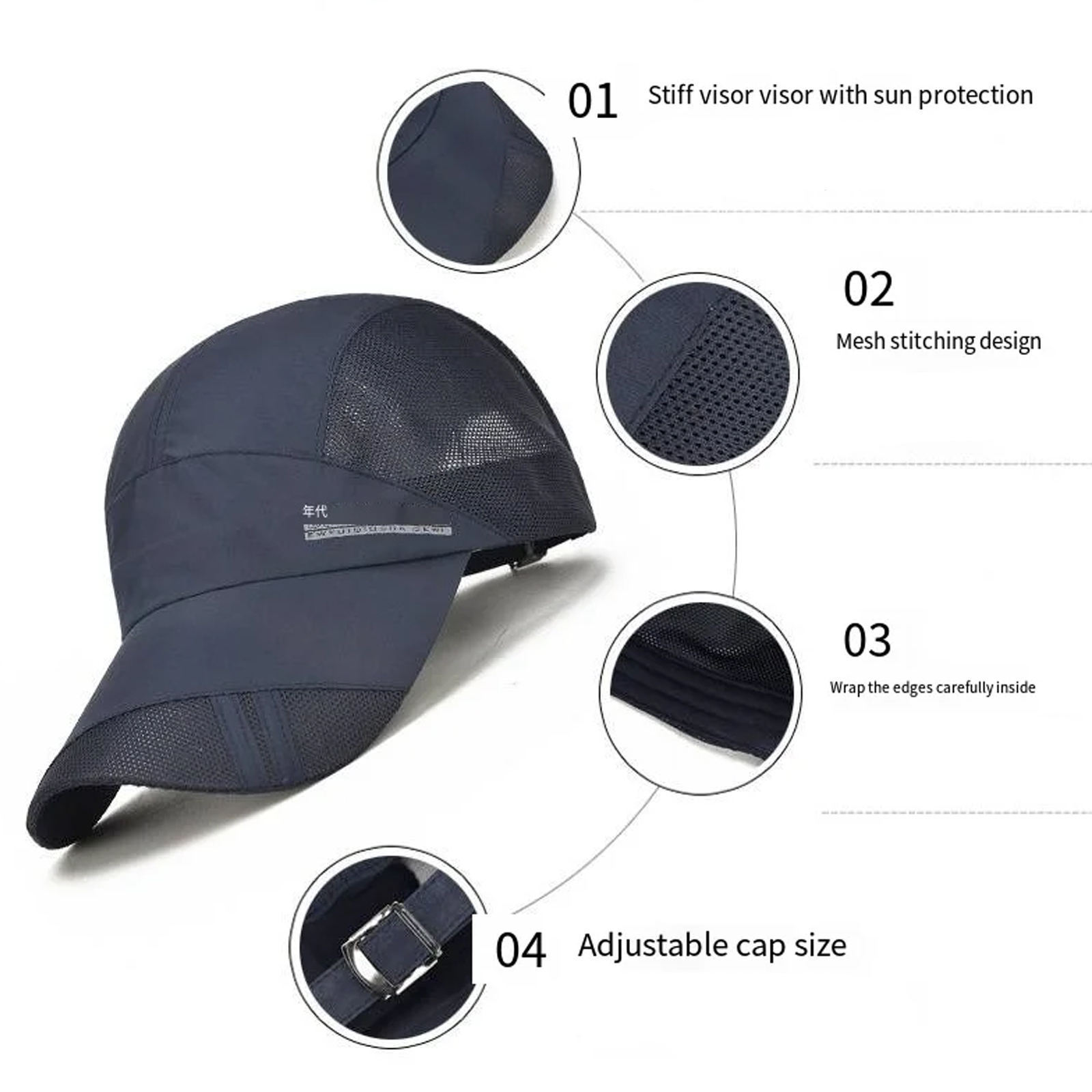 2024 Custom Quick Dry Cap Adjustable Mesh Baseball Caps For Running Hiking Sport Cap