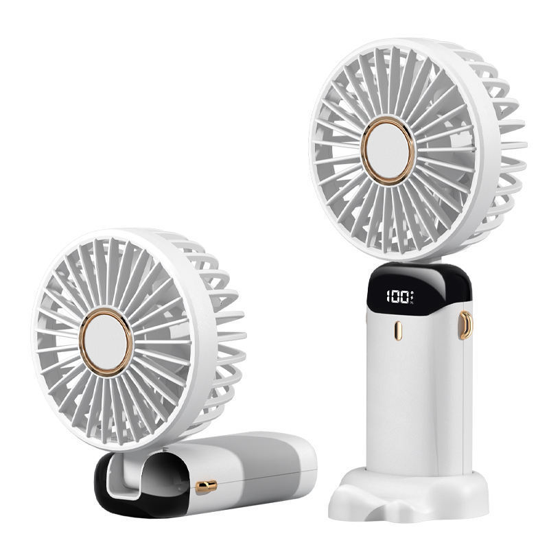 Small Air Cooler Charging Electric Battery Portable Rechargeable Mini Fan Outdoor Travel LED Light Small Hand Held Pocket Fan