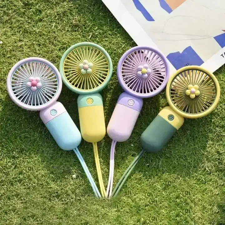 2024 Summer Eco Friendly Rope Mini Electric Hand Fan Desktop Portable Usb Rechargeable With Battery Fan