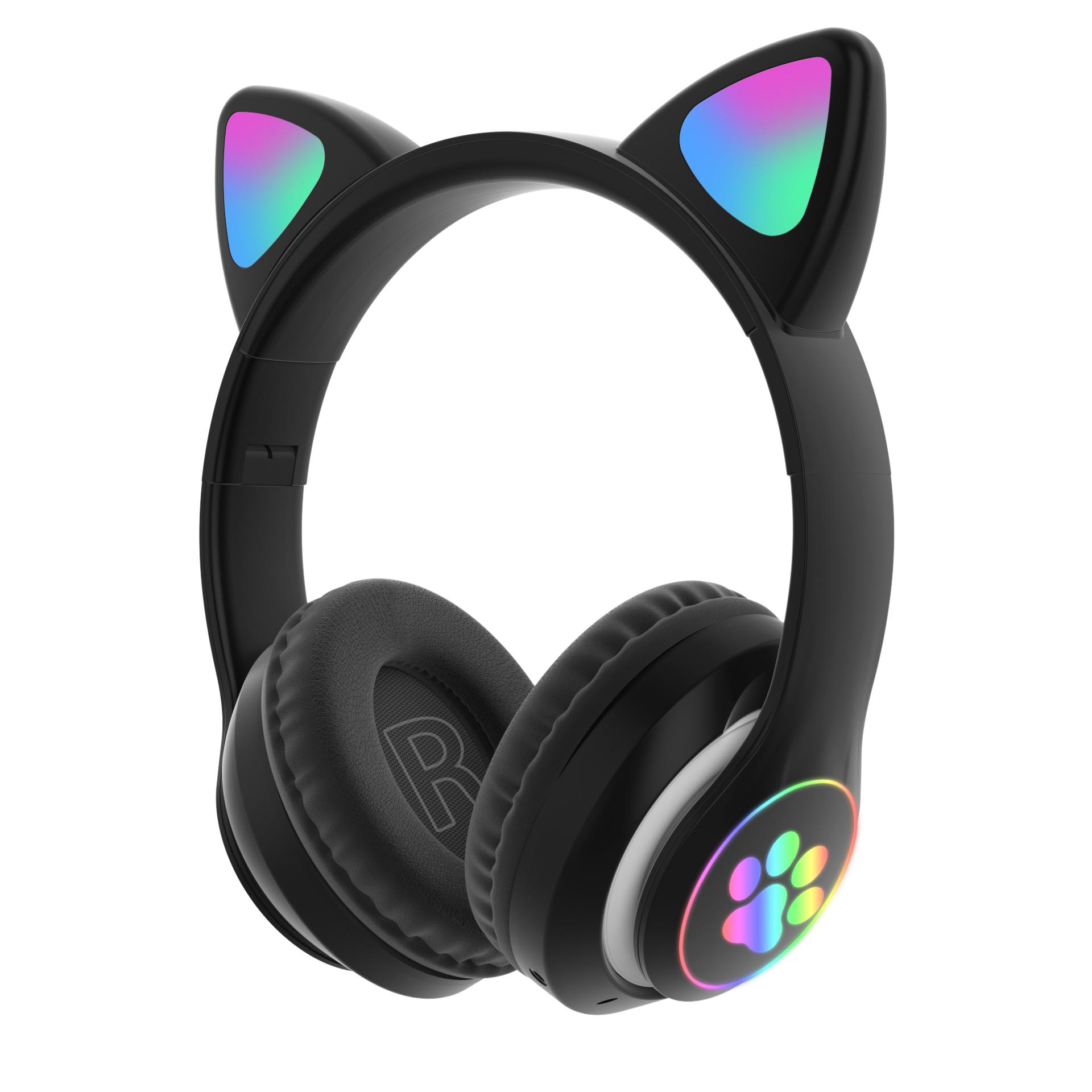 Cute Led Cat Ear Wireless Headphones Foldable Cat Headphones For Music Headset With Microphones