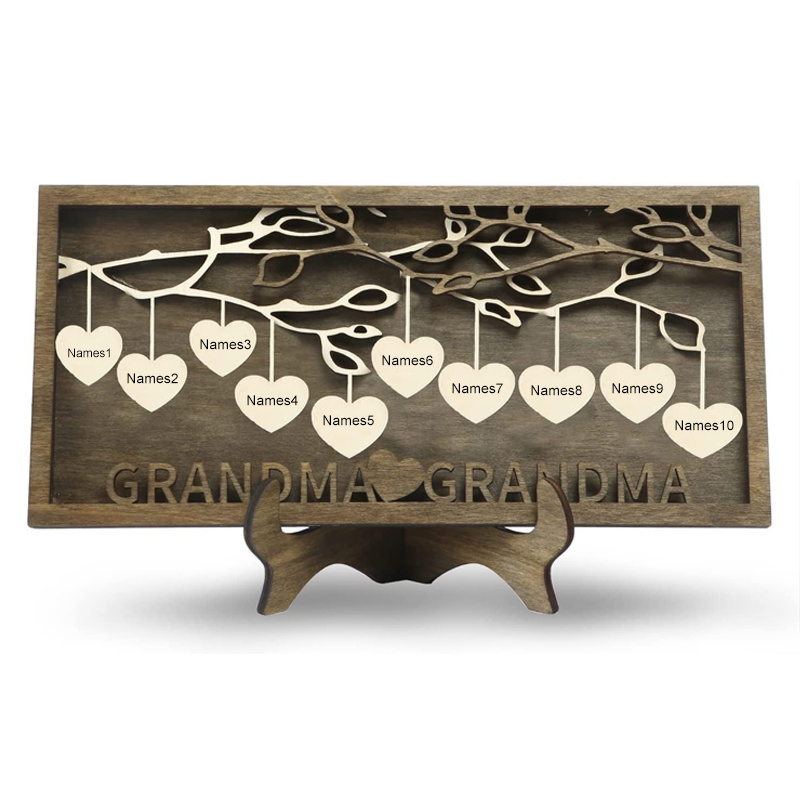 Hot Sale Wooden Decor Desktop Sign Name Family Tree Wood Plaques Decor Wooden Craft for Home Office Decoration