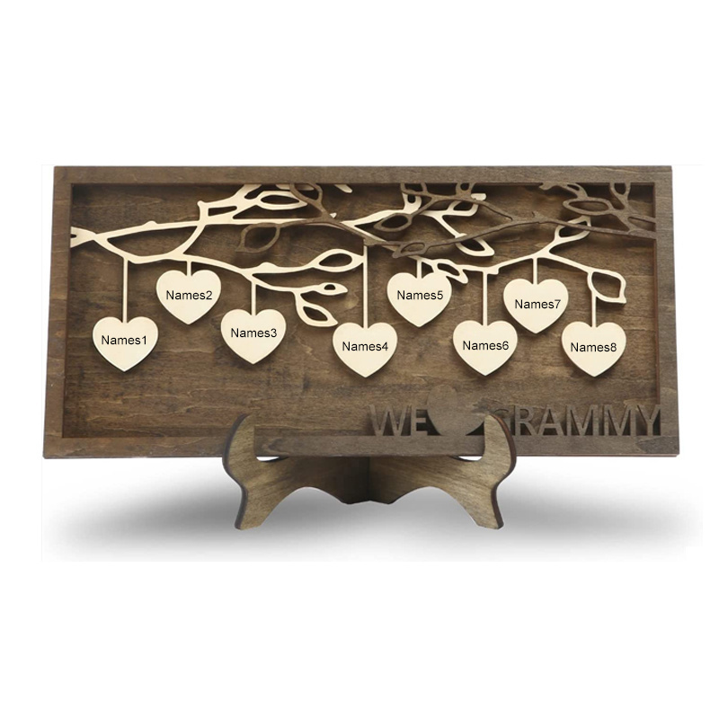 Hot Sale Wooden Decor Desktop Sign Name Family Tree Wood Plaques Decor Wooden Craft for Home Office Decoration