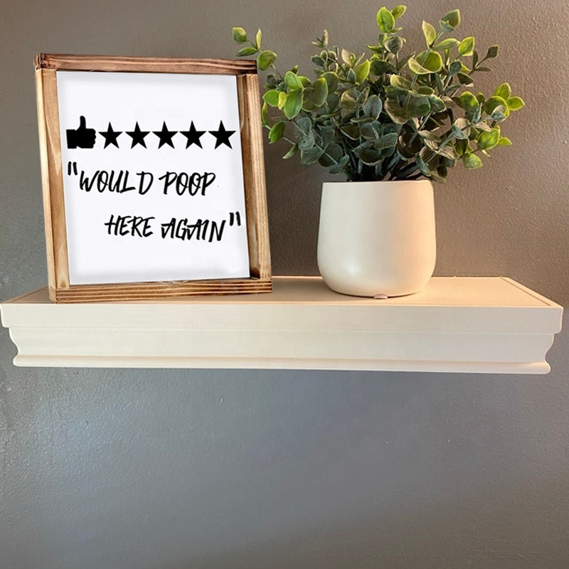 Five Stars Would Poop Here Again Bathroom Sign 12x12 Inch Farmhouse Bathroom Wall Decor