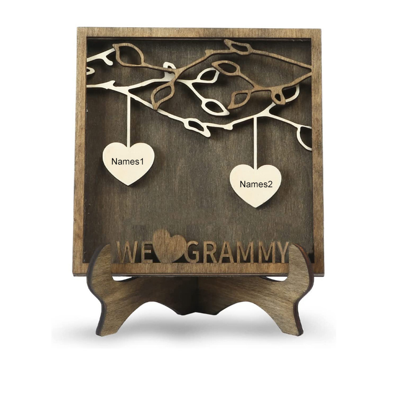 Personalized Customized Wooden Family Names Sign Tree With Any Phrase Gift From Kids For Mom Grandma Home Office Decoration