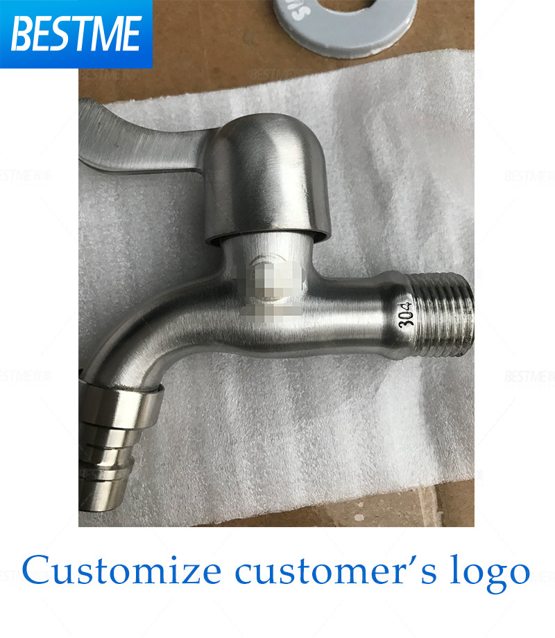 BESTME Bathroom Faucets Water Hose Bibb Taps for Washing Machine Bathroom Laundry Faucets 304 stainless steel Bibcock Taps