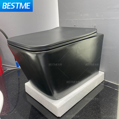 Bathroom ceramic modern mounted toilet bowl wc set commode luxury one piece matte black color wall hung toilet