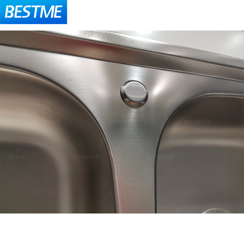 Best Design high quality wholesale custom polished Countertop 201 stainless steel double bowl and Drain board kitchen sink