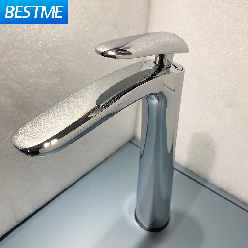 Bathroom Wash Basin Water Fall Faucet Tall Deck Mounted Brass Tap Bath Water Mixer vessel sink tall tap mixer faucet