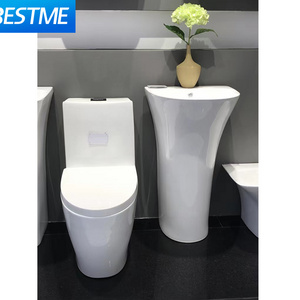 Floor Standing Hand Wash Bath Sink Basins Trendy Pedestal Bathroom White Round Shape sink Wash Basin Price