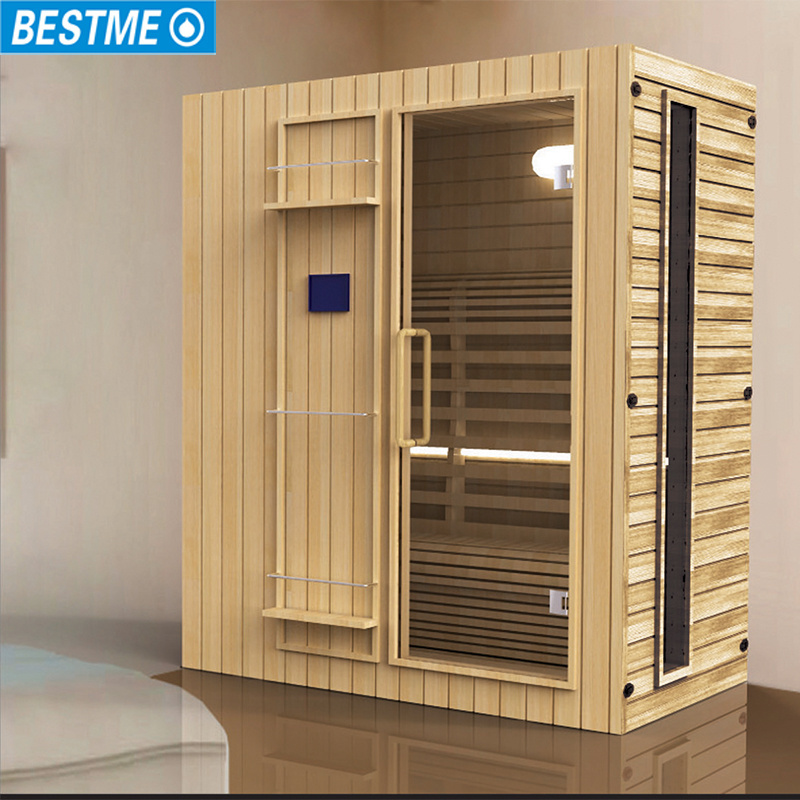 Factory discount price Finland spruce wooden one person portable steam sauna room with JM sauna heater