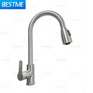 Brushed surface kitchen faucet stainless steel 304 water tap modern kitchen taps pull out sprayer kitchen mixer sink faucets