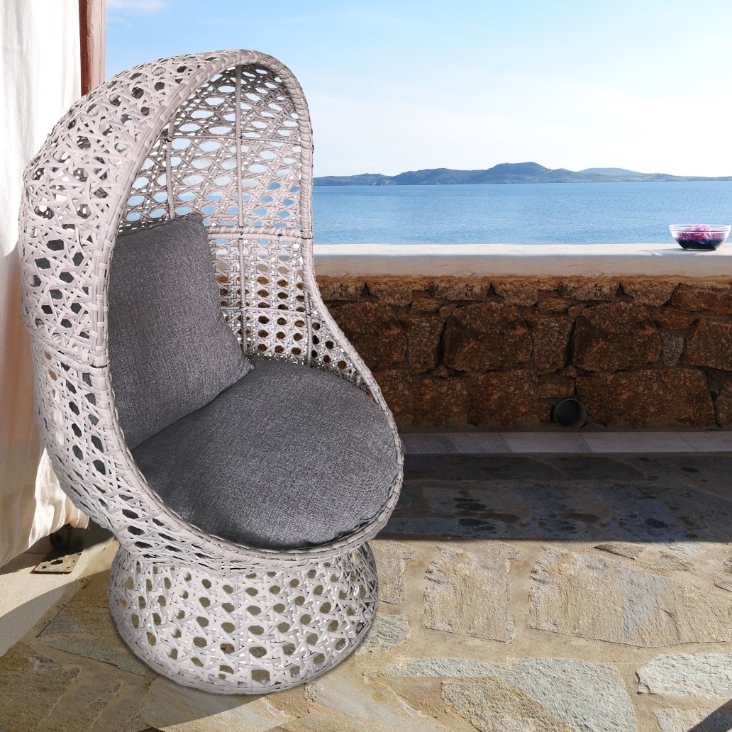 Steel poly rattan wicker garden ridge swivel furniture cocoon egg chair rattan day bed