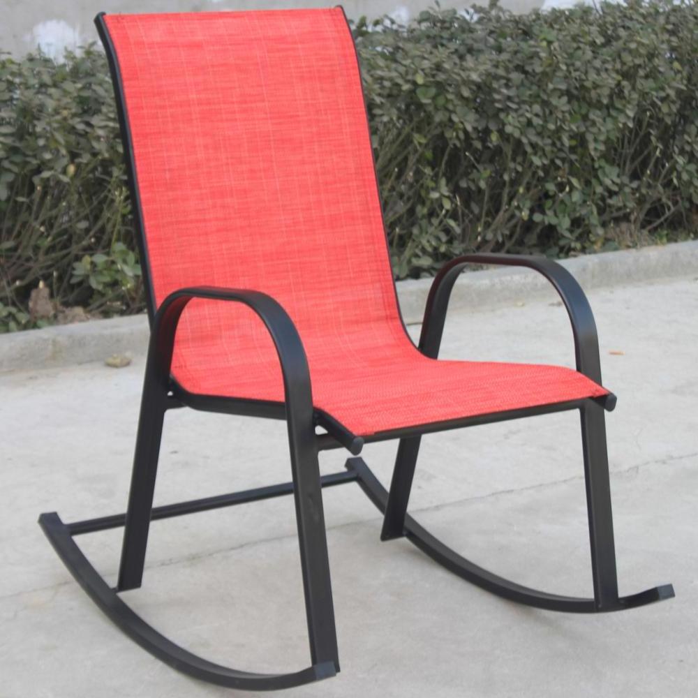 Heavy duty stackable patio leisure sling chair steel teslin patio furniture rocking chair