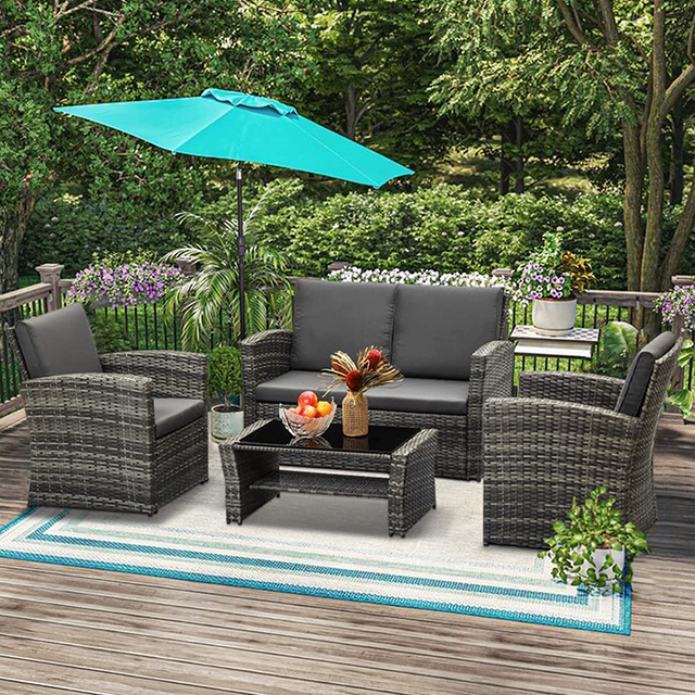 4Pcs Rattan Sofa Set Rattan Garden Set Rattan Outdoor Furniture Sofa