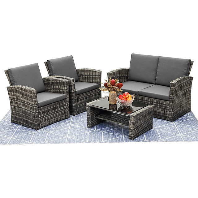 4Pcs Rattan Sofa Set Rattan Garden Set Rattan Outdoor Furniture Sofa