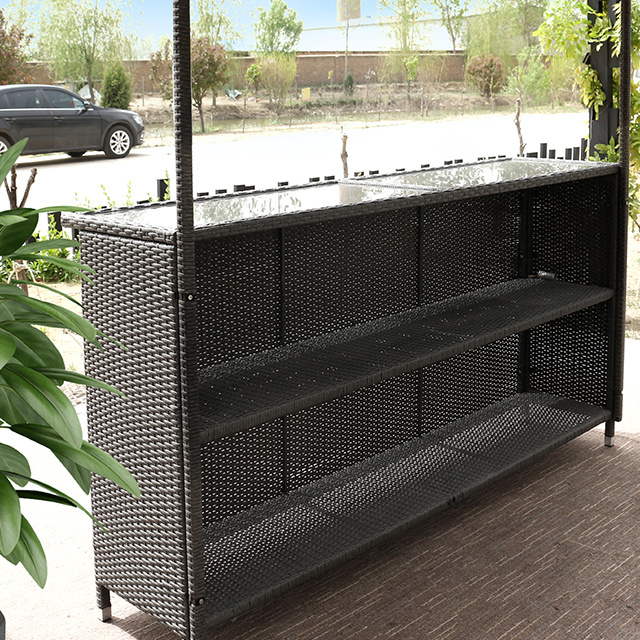 ALDI rattan effect night club bar counter Tiki outdoor rattan bar furniture with roof