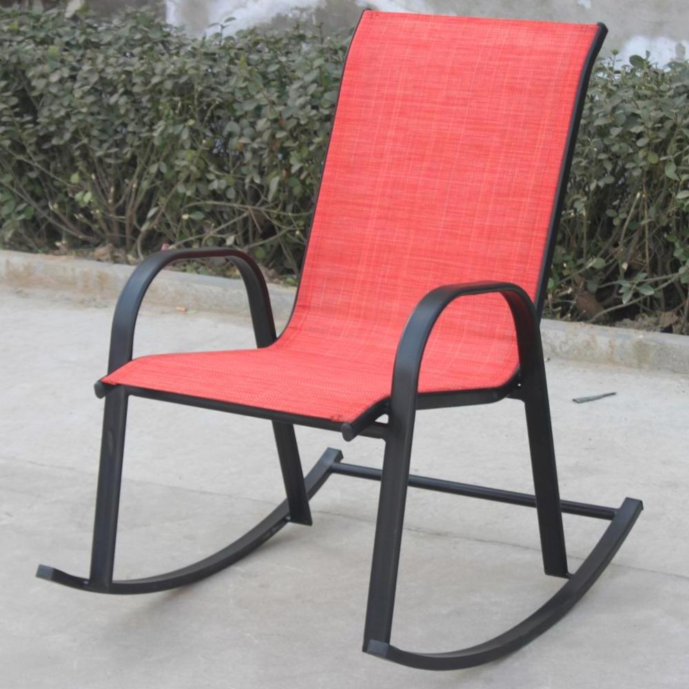 Heavy duty stackable patio leisure sling chair steel teslin patio furniture rocking chair