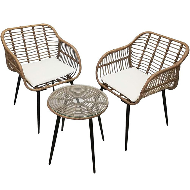 3pcs bistro set UV resistant poly rattan balcony furniture replica acapulco chair