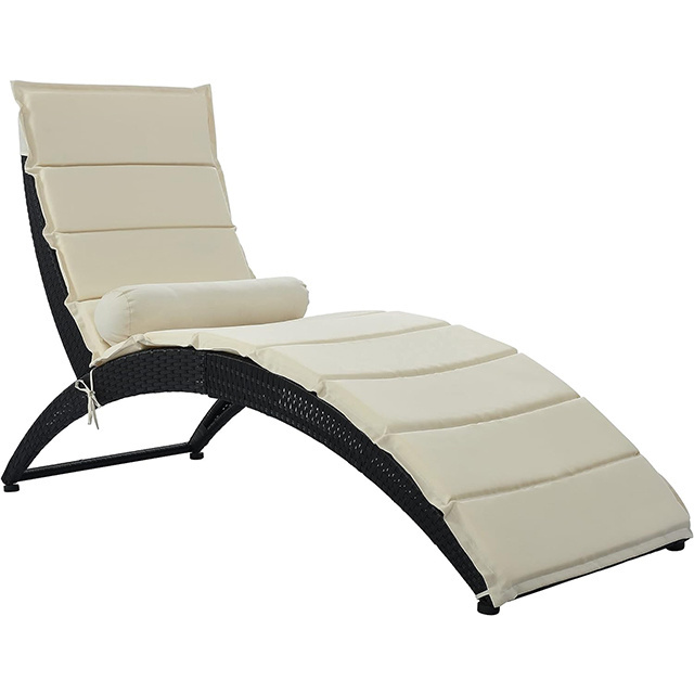 Eco-friendly All weather READY STOCK rattan furniture pool side sun beds patio garden foldable sun Lounger