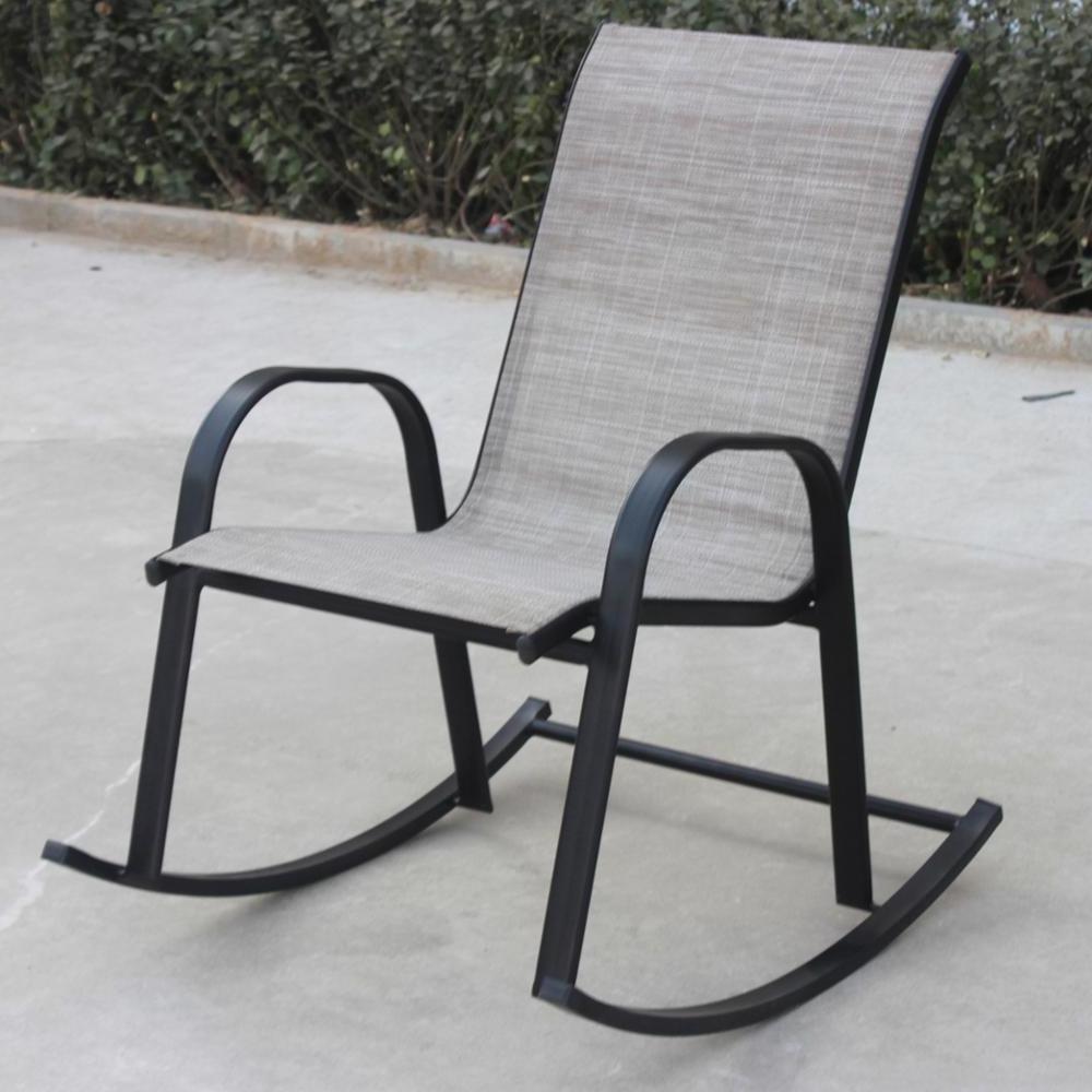 Heavy duty stackable patio leisure sling chair steel teslin patio furniture rocking chair