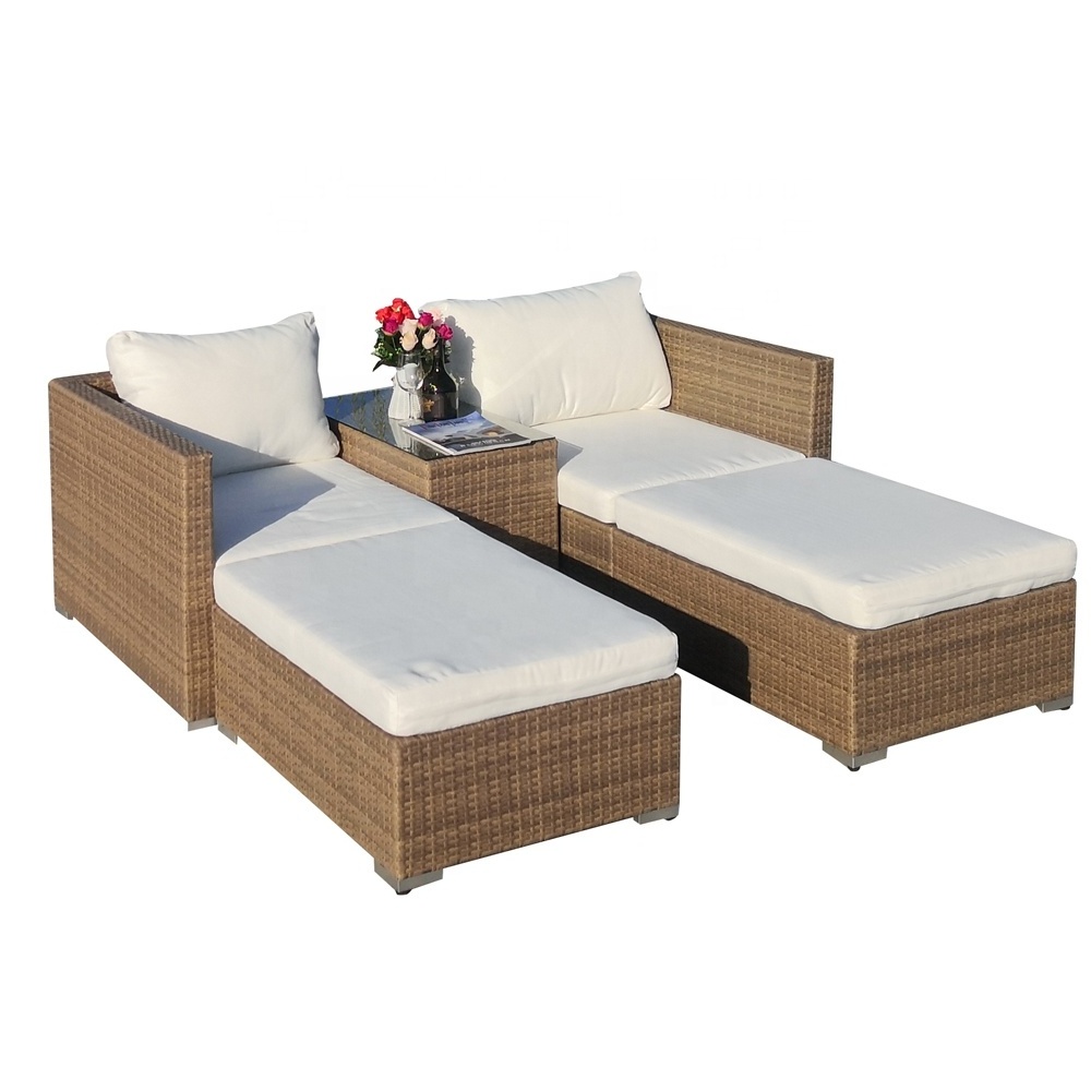 Set 5pcs Eco friendly Rattan cane Modular Sofa Outdoor Lounge Wicker Natural Terrace garden furniture sofa