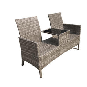 Patio park furniture two seaters bench poly rattan conversation garden set