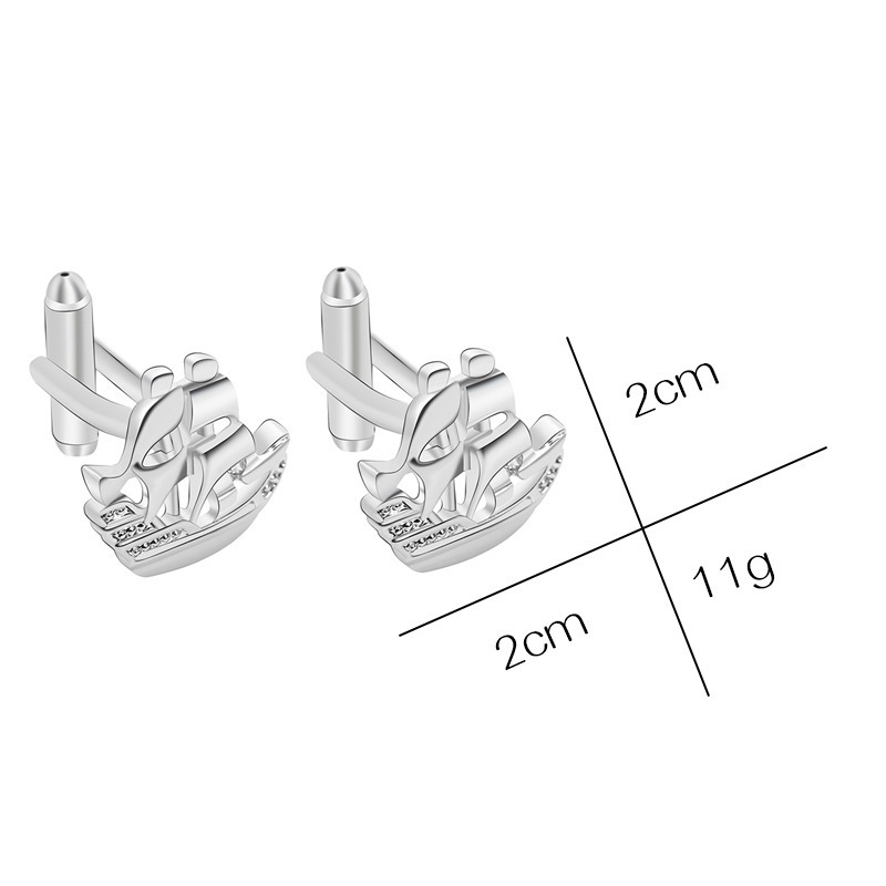 Wholesale Cufflinks trendy sailing silver cuff button cufflink french men's high-end business shirt cufflinks