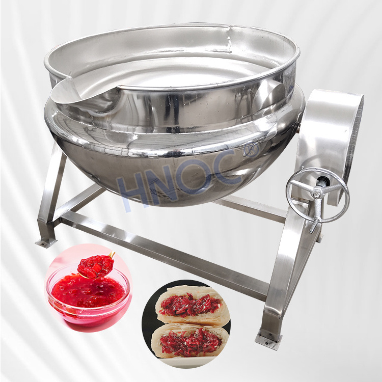 HNOC Large 100l 300l 500l 1000l Electric Steam Gas Cook Pot Double Jacketed Mix Kettle with Agitator