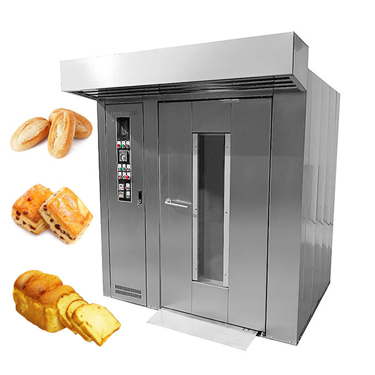 64 32 tray rotary oven PLC Price gas Electric Big rotating Bakery Rotary Rack Oven For Sale baking loaf bread bakery industrial