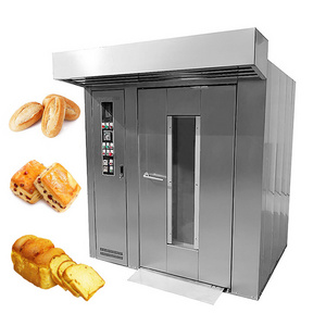 64 32 tray rotary oven PLC Price gas Electric Big rotating Bakery Rotary Rack Oven For Sale baking loaf bread bakery industrial