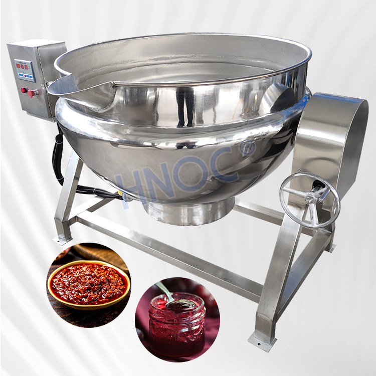 HNOC Large 100l 300l 500l 1000l Electric Steam Gas Cook Pot Double Jacketed Mix Kettle with Agitator