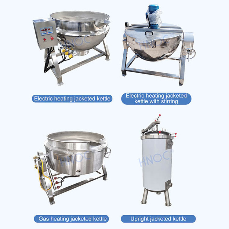 HNOC Industrial Gas Fruit Paste Cook Mixer Pot Strawberry Jam Make Machine Sauce Steam Jacketed Kettle with Agitator