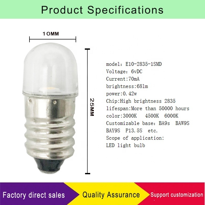 Mini Led Bulb E10 Ba9s 36v 48v 110v 220v Indicator Lights Warning Light Signal Energy Saving Lamps3v 6v 12v 24v