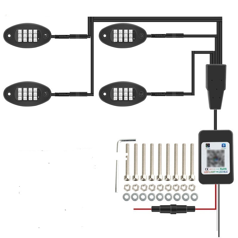 4 Pods High Power RGBW LED Rock Lights App RF Remote Control Voice Music Mode  Neon Light Kit Wheel Well Lights