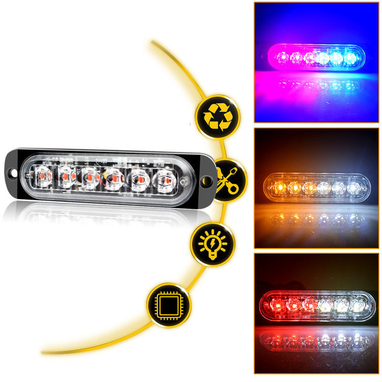 green amber red12V 24V Flash 6 Led  Vehicle trailer   Truck Led Warning Strobe Side Marker Light