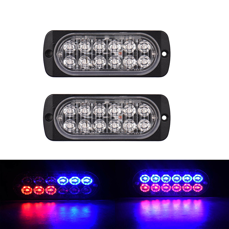 Ultra Slim 12LED Flashing Strobe Lights for Car Vehicle  Mini Grille  Head Beacon Hazard Warning lights