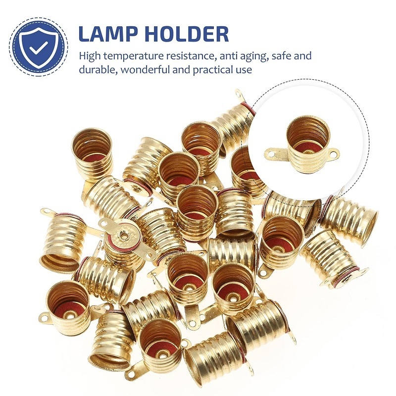 E10Miniature Screw Base Light Bulbs E10 Golden Light Socket Bulbs Lamps Base Holder