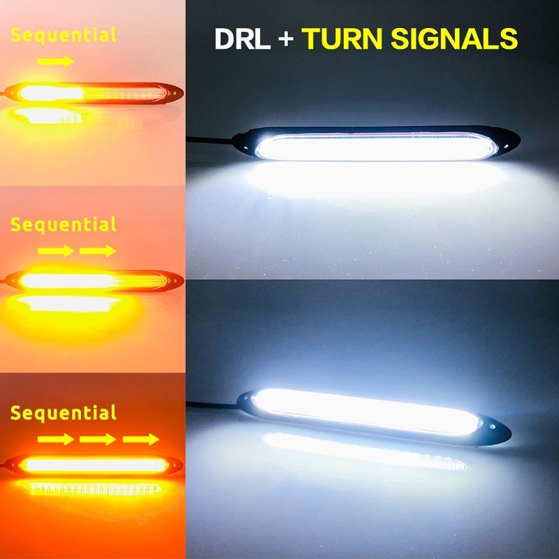 wholesale 15.5CM Flexible DRL LED Strip  Car Daytime Running Light Auto Headlights White Turn Signal Yellow  Flow Lamps 12V drl