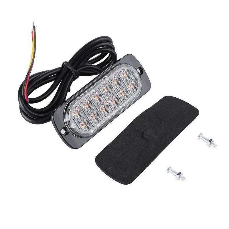 Ultra Slim 12LED Flashing Strobe Lights for Car Vehicle  Mini Grille  Head Beacon Hazard Warning lights