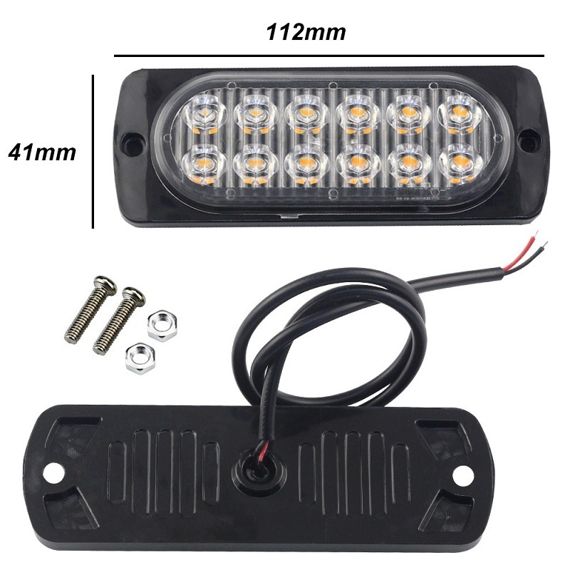 Ultra Slim 12LED Flashing Strobe Lights for Car Vehicle  Mini Grille  Head Beacon Hazard Warning lights