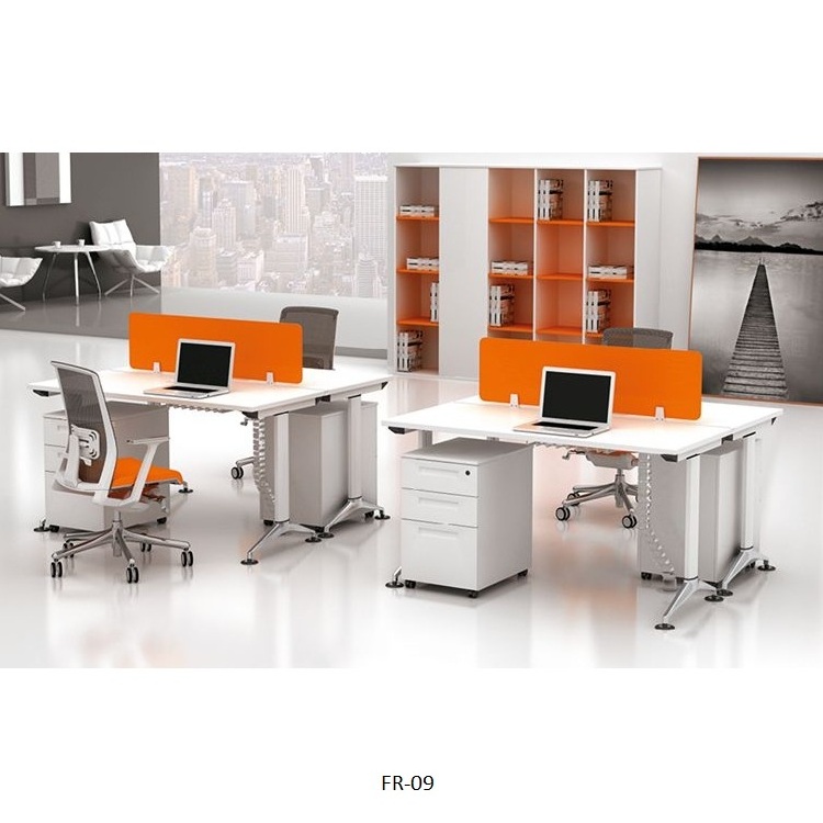 Modular wooden office furniture staff curve l shape executive open workstations table with glass partition