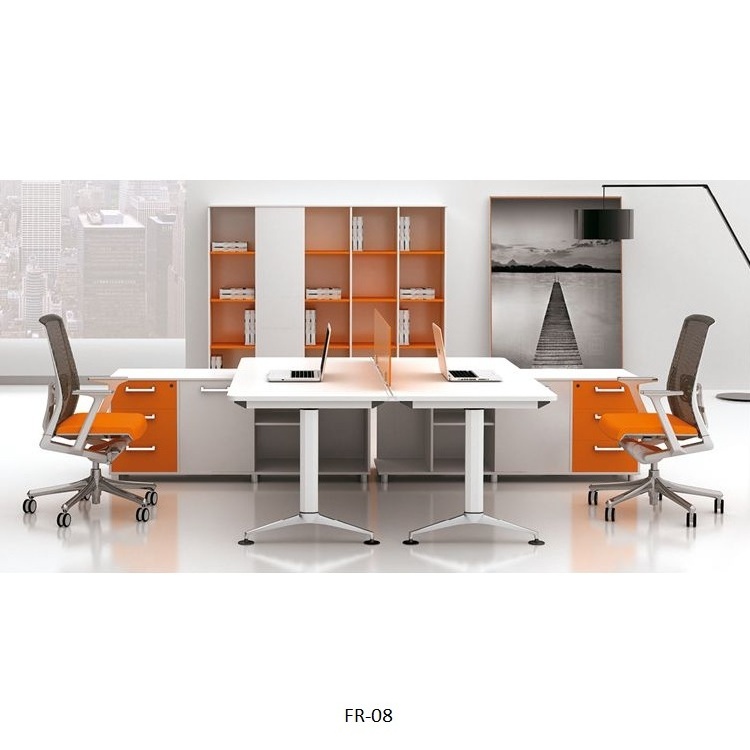 Modular wooden office furniture staff curve l shape executive open workstations table with glass partition