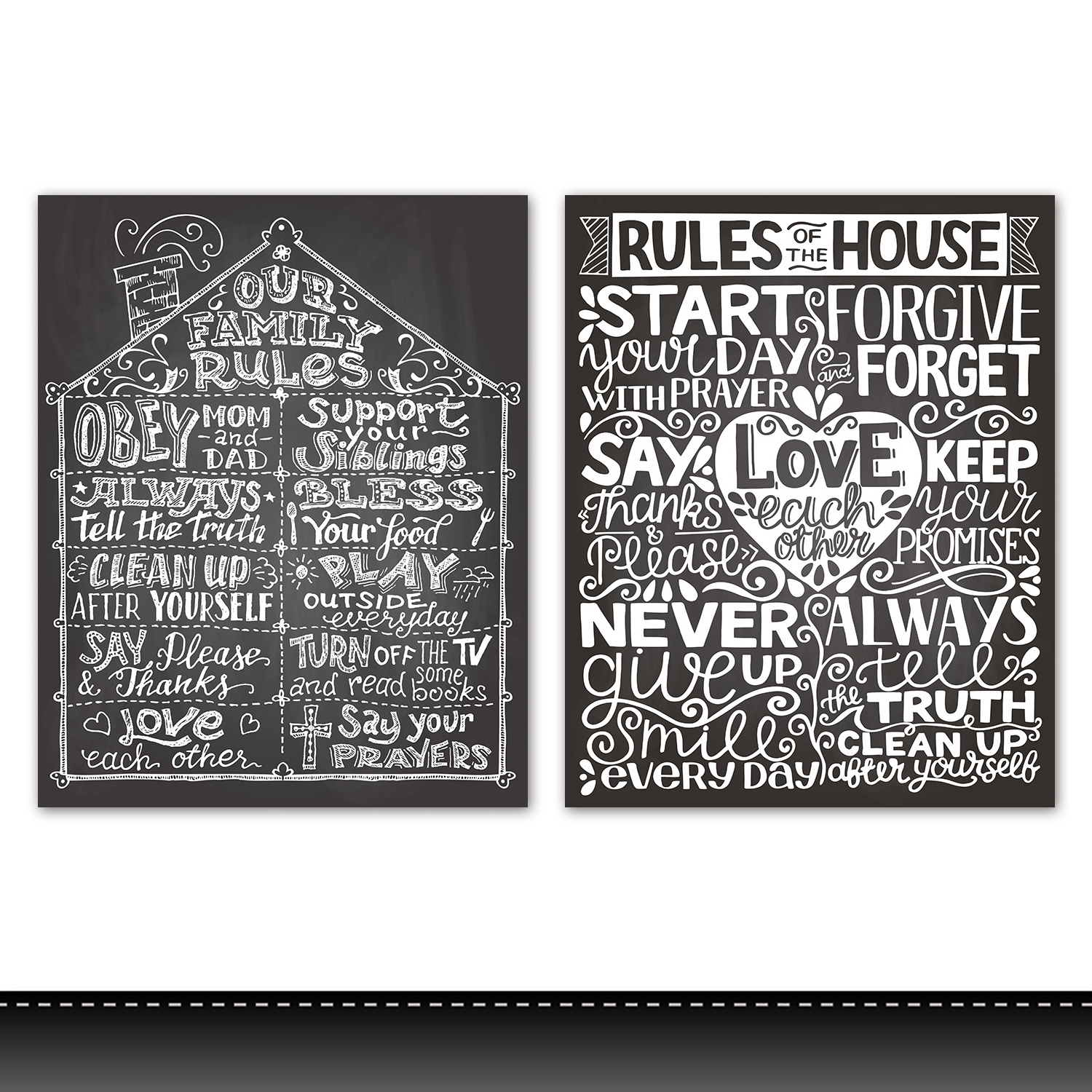 Rules of house Canvas Painting Motivational Quotes Posters And Prints Black White Sign Wall Art Picture Printing On Canvas