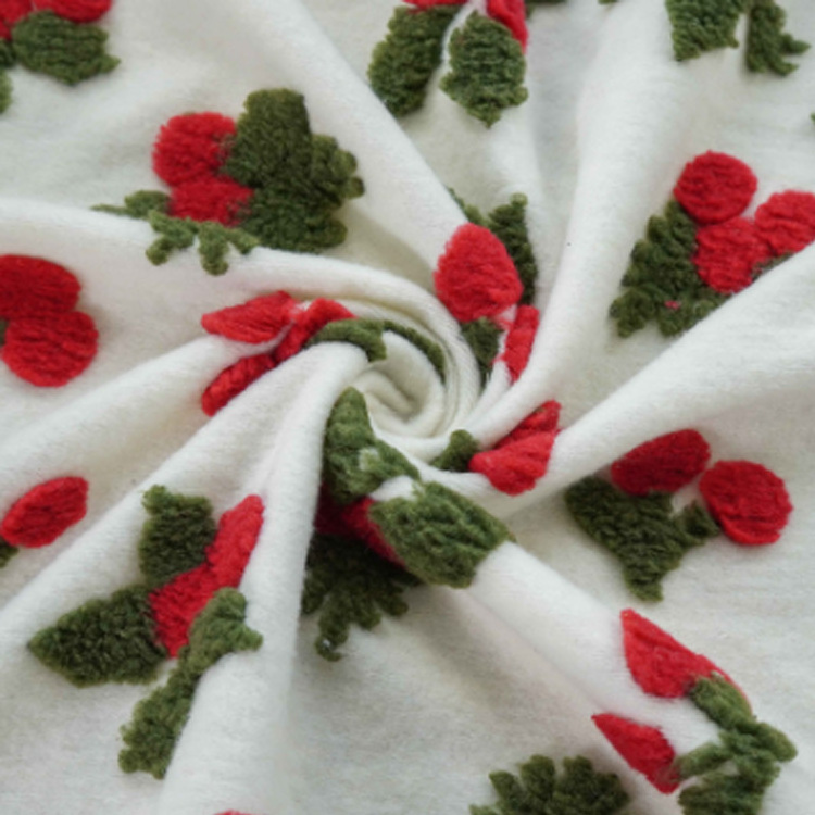 Wholesale 100% Polyester jacquard fabric Inventory in stock fleece floral knitted jacquard fabric for clothing and bed