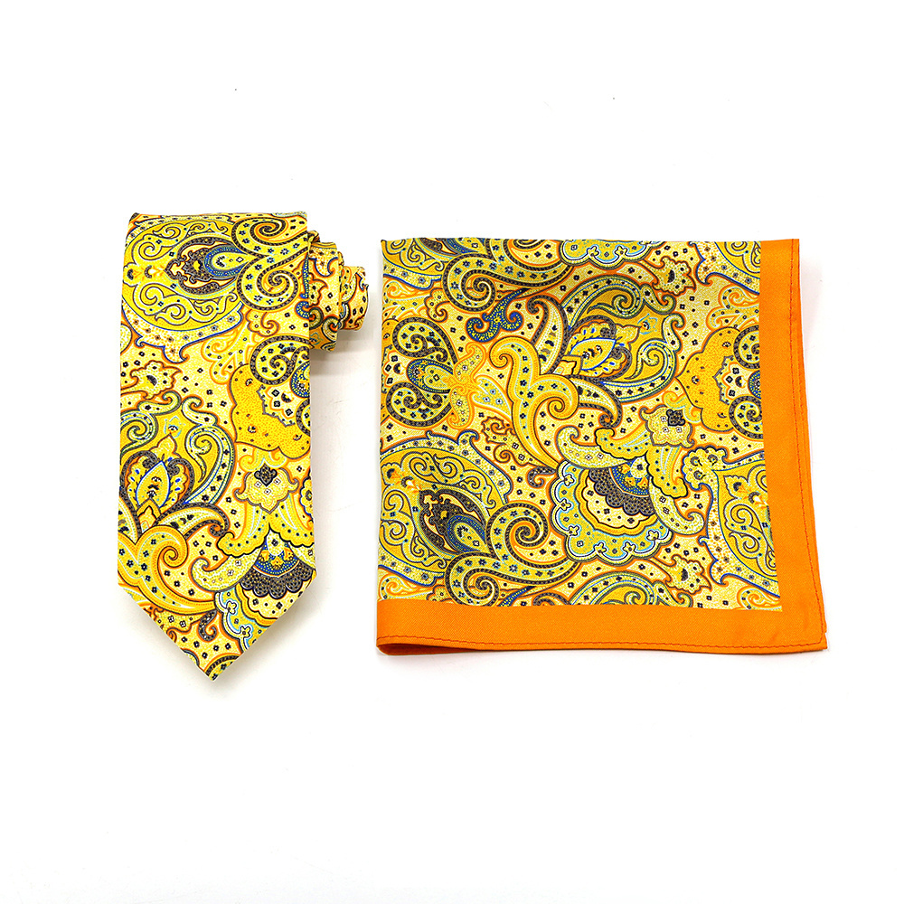 Custom printed tie Floral Silk tie Men's formal business suit pocket square scarf Wedding Business silk