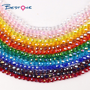 Bestone Wholesale 4mm 6mm 8mm 10mm  AB Color Faceted Round Glass Crystal Beads For Jewelry Making